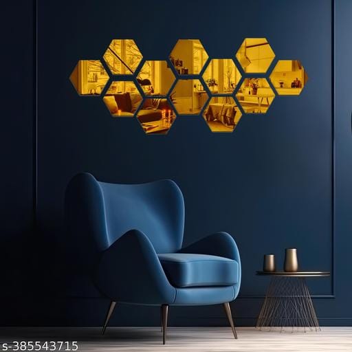 3D Acrylic Hexagon Mirror Wall Stickers(Set of 12)