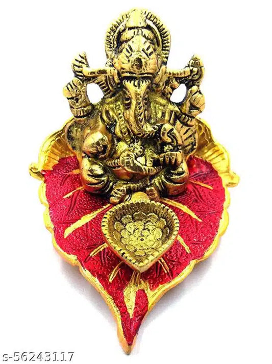 God Ganeshji Diya Set (Brass & Red)